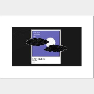 VERY PERI PANTONE Color. The moon behind the clouds Posters and Art